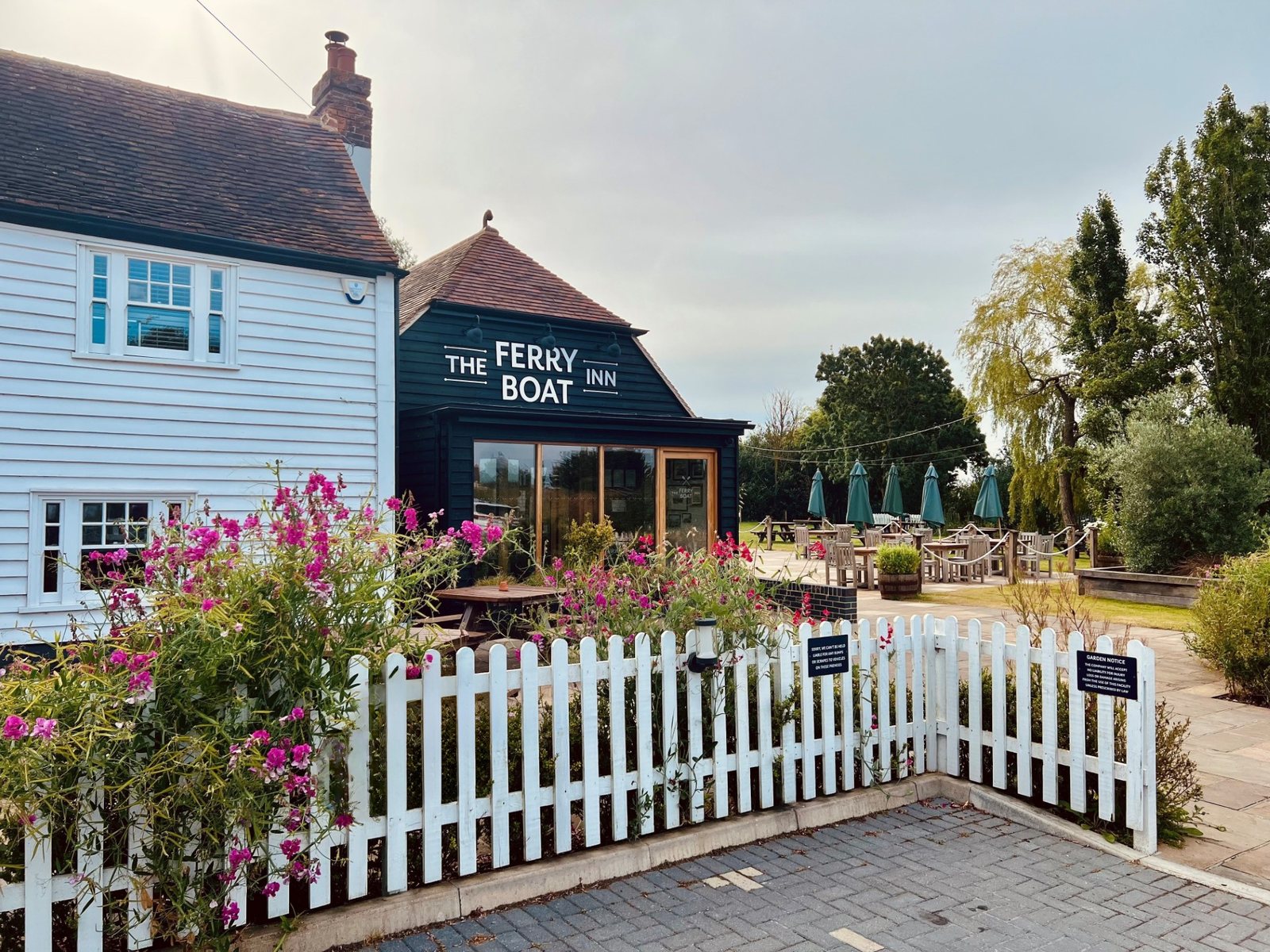 The front and garden of the Ferry Boat Inn in North Fambridge