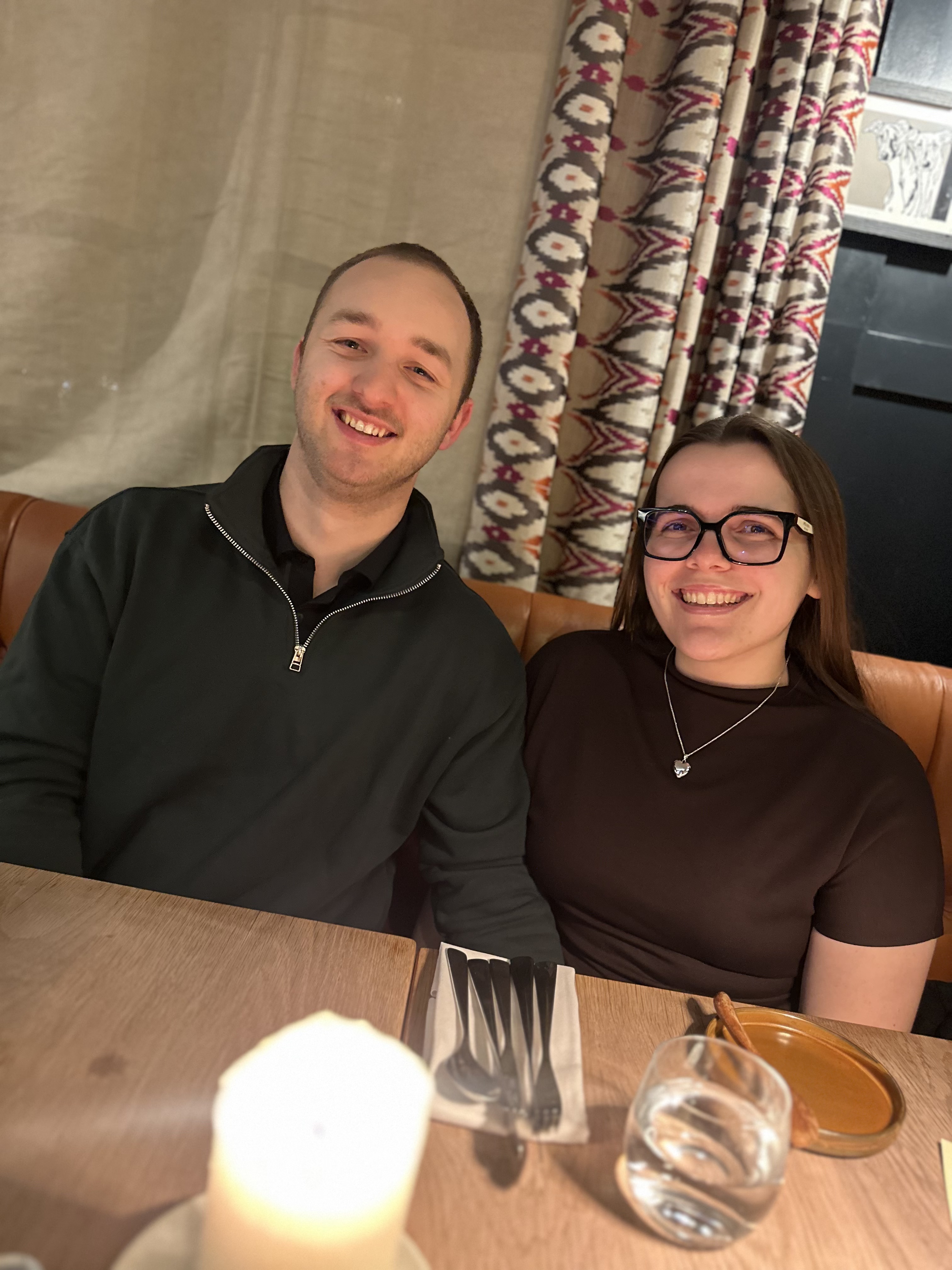 Claire and George at dinner