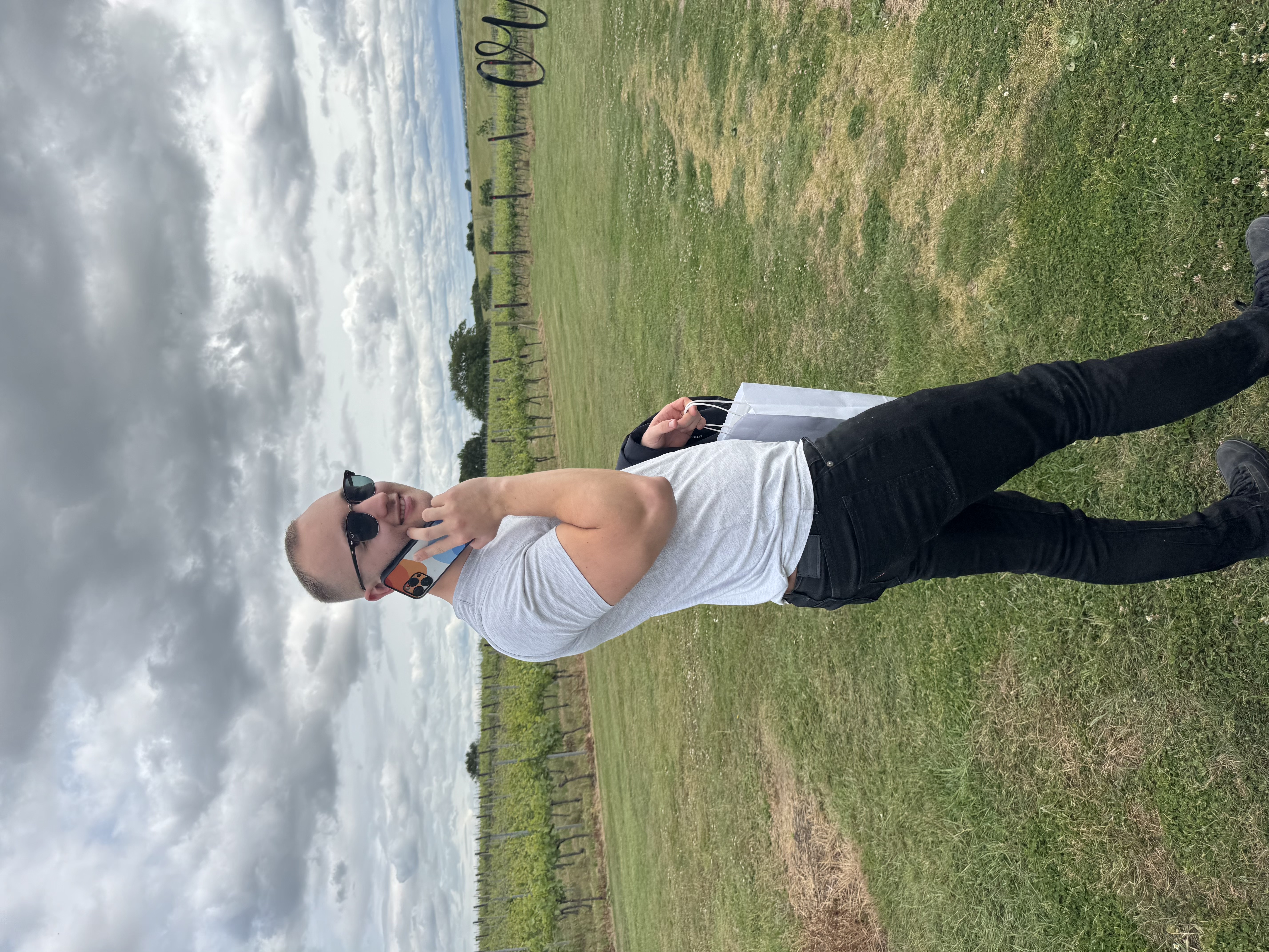 George outdoors on a countryside trip