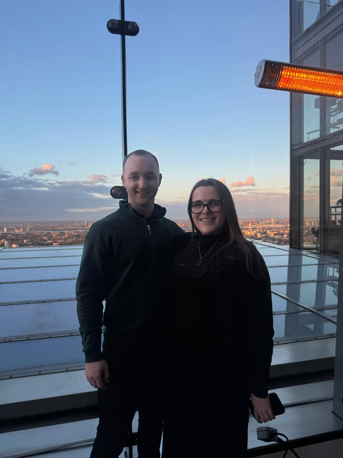 Claire and George together on a high viewpoint
