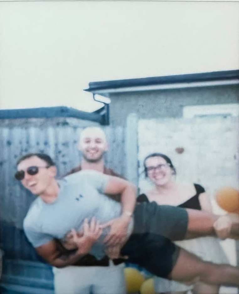 Friends having fun together at a garden celebration