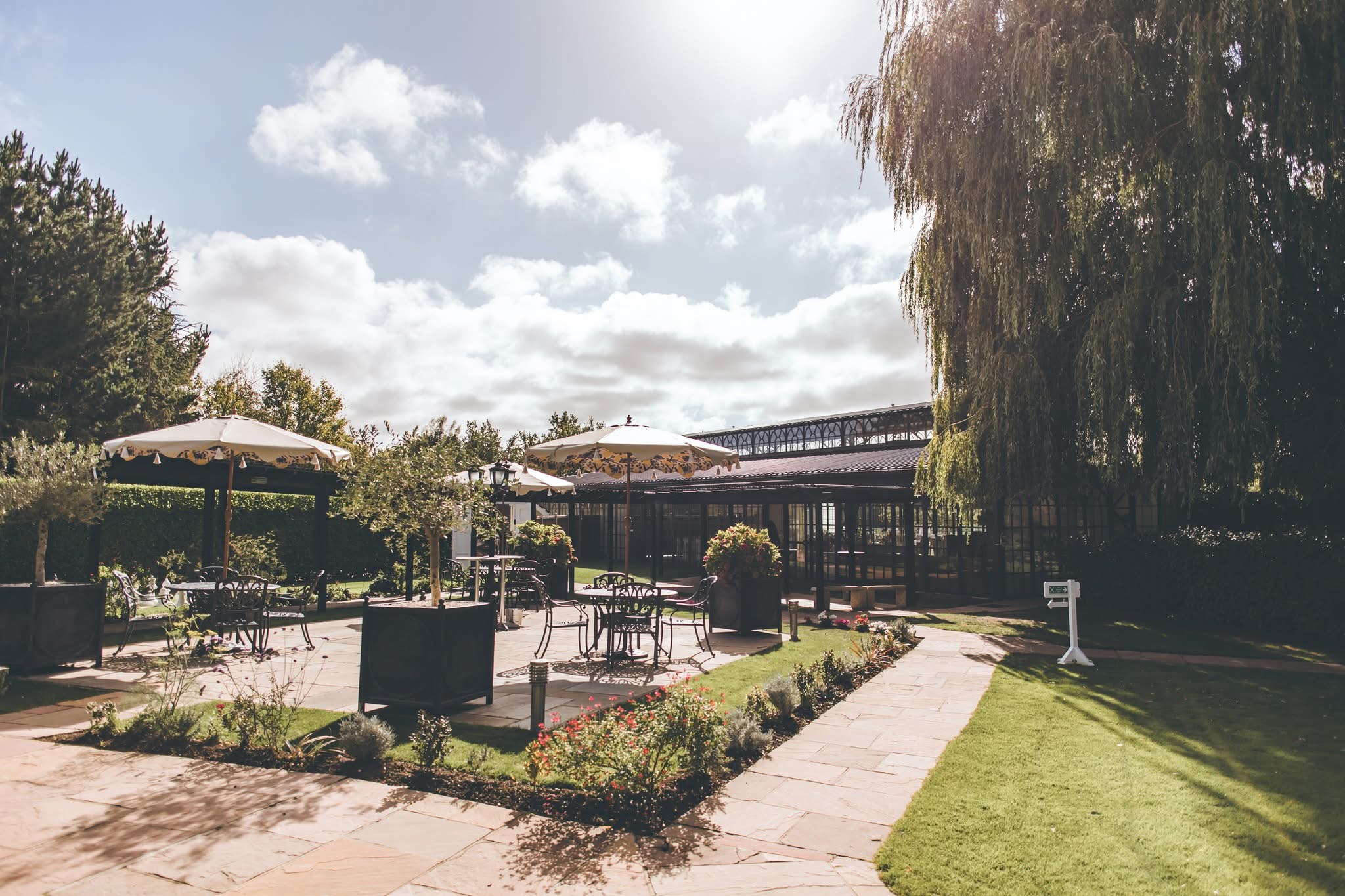 The garden terrace where welcome drinks will be served